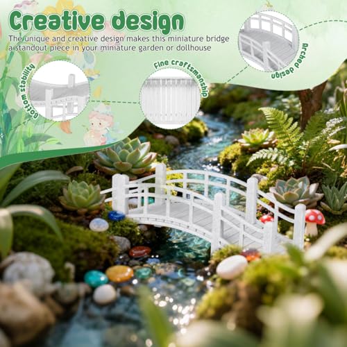 Abaodam Dollhouse Miniature Bridge Vintage Arch Bridge with Railings Micro Landscape Ornament for Bonsai and Terrarium Decor Outdoor Dollhouse Decor