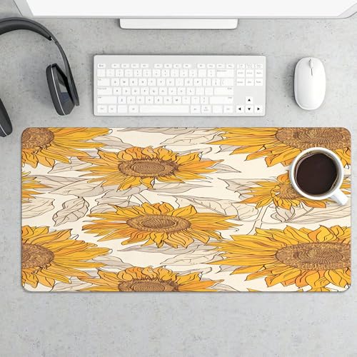 XXL Gaming Mouse Pad Sunflower Vintage Floral Flower XXL Gaming Mouse Pad Large Desk Mat Protector for Desktop, Anti-Slip Rubber Extended Computer Keyboard Mat Writing Pad, 11.8 * 27.5 in,B-1476 - color: B-1476, size: 11.8*27.5 In