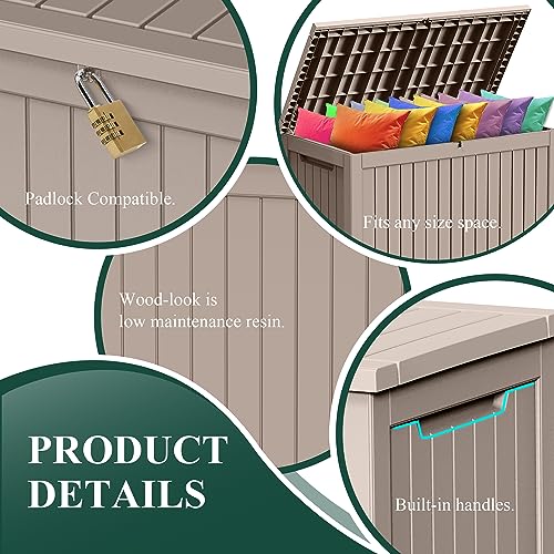 ROJIK Outdoor Storage Housing Deck Box - Waterproof Patio Furniture, Garden Tools, Cushions, Pool Accessories Storage Bench with Lockable Lid and Side Handles (Grey, 275 Gal) - color: Grey, size: 275 Gallon
