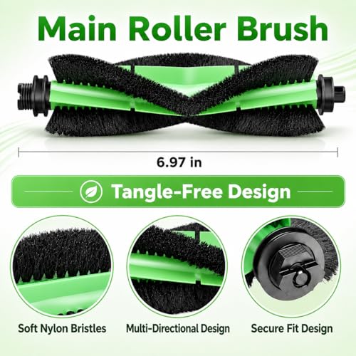 105 Replacement Parts Kit Compatible with iRobot Roomba Combo Essential 100/1000 Series, Y0140, Q0120, Y0112, 1010 Combo, Q011, Y0110, 104, 1 Roller, 4 Filters, 4 Side Brushes, 1 Cleaning Tool