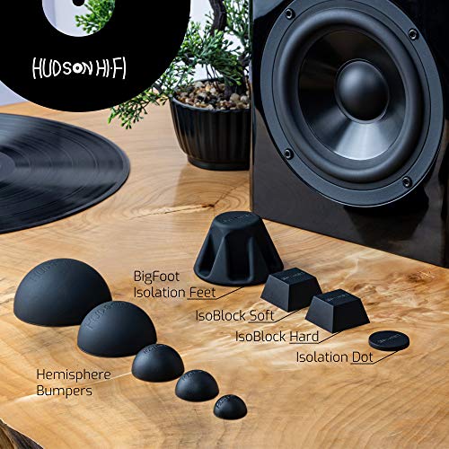 Hudson Hi-Fi Speaker Isolation Feet (8-Pack, 1") – Adhesive Silicone Anti-Vibration Pads for Speakers, Turntables, Subwoofers & Amplifiers, Supports 5-13 lbs Per Pad - size: 1" Hemisphere - 8 Pack