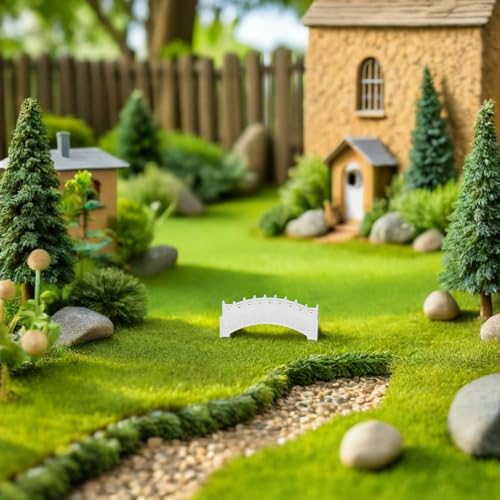 SHINEOFI 100 Scale Mini Arch Bridge Figurine for Fairy Garden and Bonsai Decoration, Plastic Micro Landscape Model for Terrarium and Fish Tank Scenery