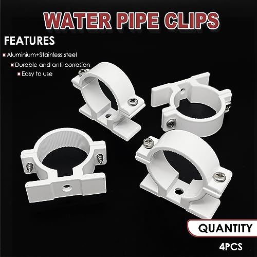 4pcs Water Pipe Clips,Wall Mounted Aluminium Pipe Clip Clamp C-Clamps Fastener,for Outside Diameter 32mm/1.25in Tubes (2632)