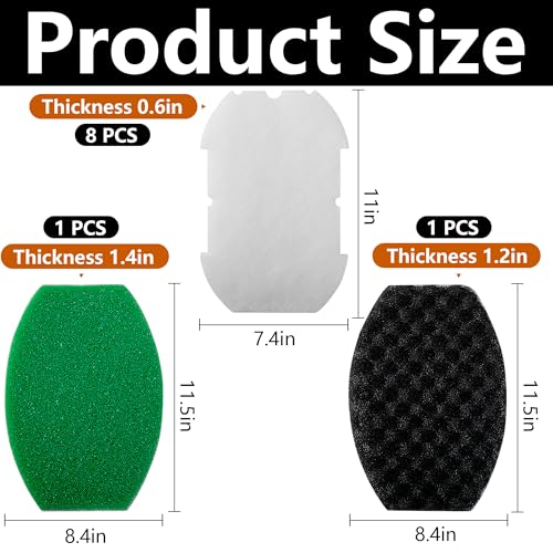 10 Pcs Pond Filter Maintenance Kit, Pond Filtration Replacement Pads, Filter Foam Pad Media Set for Model 5 in 1 300 Gal and 6 in 1 900 Gal Water Pump Improving Outdoor Water Quality