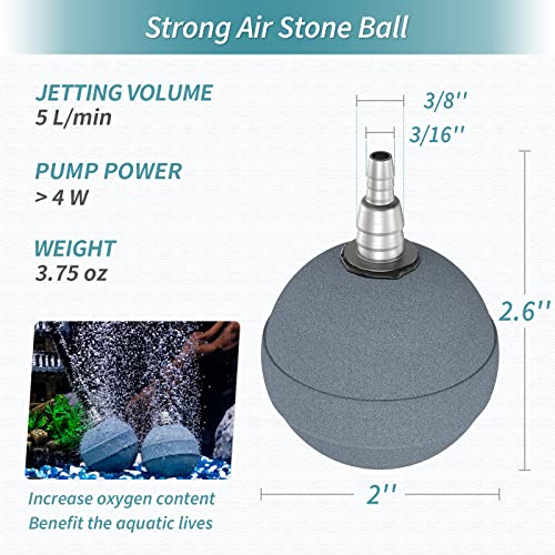 Pawfly Aquarium Air Stone Ball 2 Inch, Airstones for Aquarium Fish Tank Bucket Hydroponics Pond and DWC Reservoir, 8 Pack - size: 8 Pack
