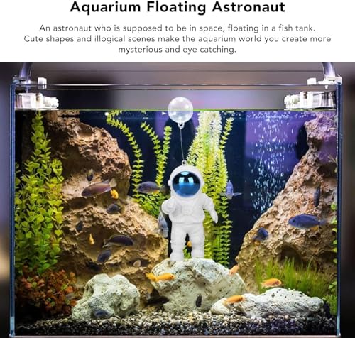 1 Pack Blue-White Floating Aquarium Decorations - Cute Astronaut Figurines for Fish Tanks, Safe Resin Underwater Ornaments for Freshwater/Saltwater, Home/ Office Aquascaping Fish Tank Accessories