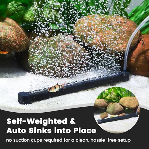 hygger Weighted Nano Mist Bubble Wall Bar, 15.7" Self-Sinking ABS Air Stone Strip with Gentle Oxygen Diffuser for Freshwater & Marine Aquarium, Hydroponics - size: 15.7 Inch