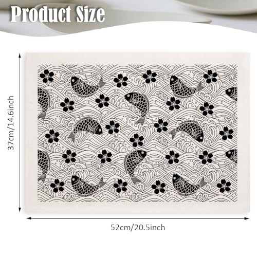 SUPERDANT 4PCS Fish Flowers Underglaze Paper Transfer Blossoms Transfer Paper for Clay Ceramic Porcelain Under Glaze Transfers for Pottery Enamel Decals Black Underglaze Decal Papers - style: Fish and Flower