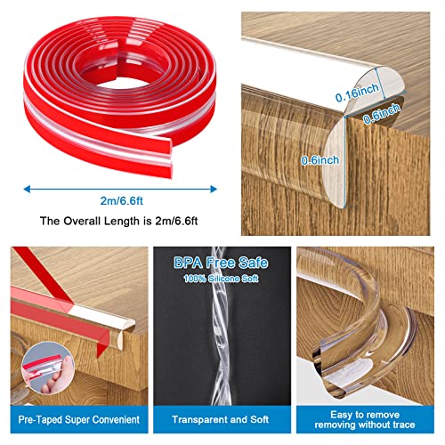 Baby Proofing, 0.6in Edge Protector Strip Clear, Thickened Silicone Soft Corner Protectors with Upgraded Pre-Taped Strong Adhesive, 6.6ft Edge Protectors for Sharp Corners of Cabinets, Tables, Drawers - color: Red-transparent, size: 15MM*2M