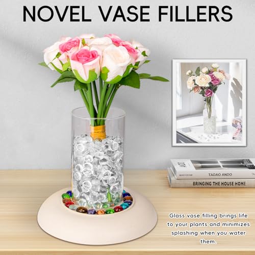 1 LB Clear Glass Marbles, Transparent Mini Flat Glass Beads~150 PCS for Vase Fillers, Floral Bottom Mancala Gems Pebbles Fish Tank Rocks for Table Aquarium,Home Decor Art Craft Supplies(0.5"~0.7") - color: Clear~1 Lb, size: 1 LB