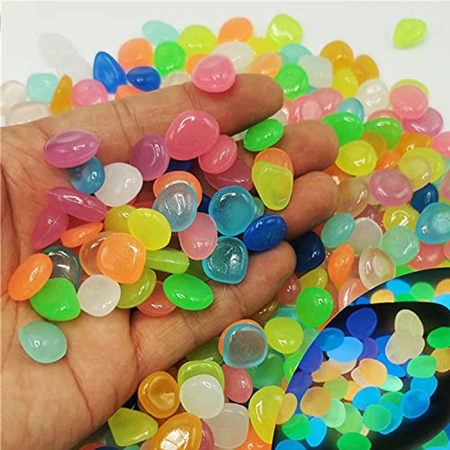 900pcs Glow in The Dark Rocks Outdoor Decorations Stones Small Luminous Pebbles Indoor/Outdoor Decor for Garden Fish Tank Aquarium Planter Walkway - Multi - color: Multi