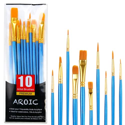 Acrylic Paint Brush Set, 1 Packs / 10 pcs Watercolor Brushes Painting Brush Nylon Hair Brushes for All Purpose Oil Watercolor Painting Artist Professional Kits - color: Blue, size: 10pcs-2