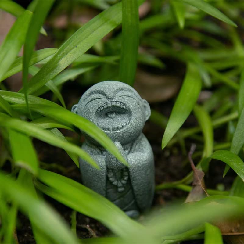 livelyfish Mini Monk Buddha Statue Sandstone Praying Monk Figurine Japanese Zen Monk Sculptures Feng Shui Decor Home Aquarium Fish Tank, 4 - size: 4