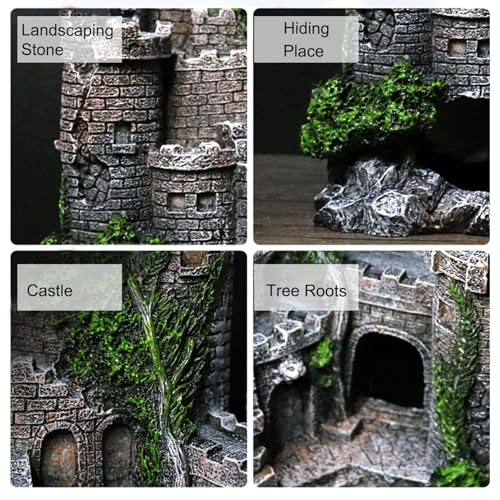 Ymiko Fish Tank Decorations, Aquarium Castle with Castle Design Castle Aquarium Decoration Aquarium Decorations for Freshwater and Saltwater Fish Tanks
