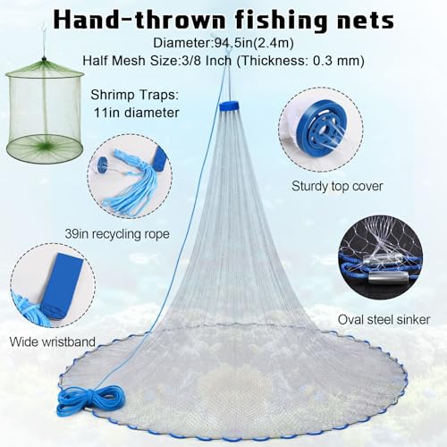 3 Pcs Fishing Bucket, Live Bait Aerator and Fishing Cast Net with Heavy Duty Sinker Foldable Live Bait Bucket Portable Quiet Aerator Fish Transport Container Outdoor EVA Bag - color: Green