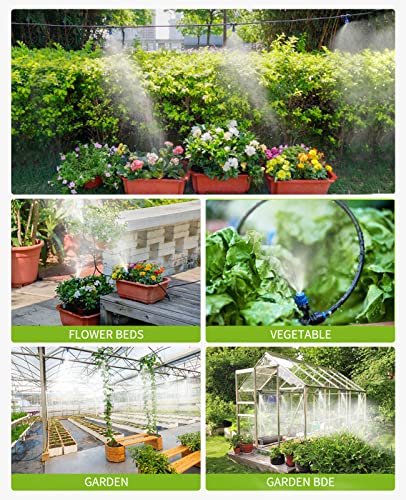 HIRALIY 15 Piece Quick-Connect Drip Irrigation Emitters for Drip Irrigation Kit Series 1/4'' tubing, Misting Adjustable Water Flow Emitters with Stake - style: 15Pcs Misting Dripper