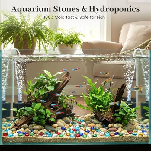 FUTUREPLUSX 1LB Multicolored Flat Glass Marbles, Mixed Glass Beads Vase Filler Mancala Stones Table Scatter Home Decor - color: Multicolor