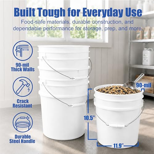 ePackageSupply 3.5 Gallon Bucket with Lid - Food Grade Bucket with Airtight Gamma Seal Screw-On Lid, 90 Mil Heavy Duty HDPE Plastic, BPA Free, for Bulk Food Storage, Made in USA - Blue, 1 Pack - color: Blue, size: 1 Pack