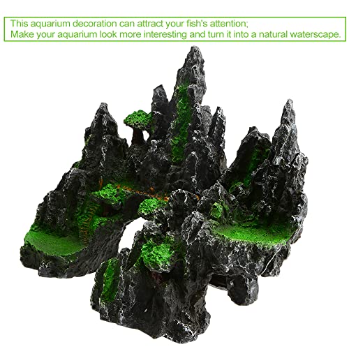 Saim Large Aquarium Rock Decorations, Mountain Ornament Fish Cave Bridge, Fish Tank Aquascape Model for Gold Fish, Betta Cichlids Hideaway Cave Hideout (Small) - size: Small