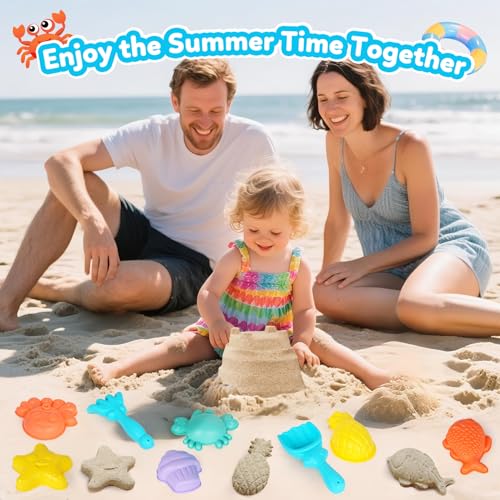 GKDOMS Kids Beach Toys Set with Collapsible Bucket, Sand Molds, Sand Rake and Shovel, Travel Sand Toys Sandplayset for Ages 2-6 (Single Multi) - color: Single Multi