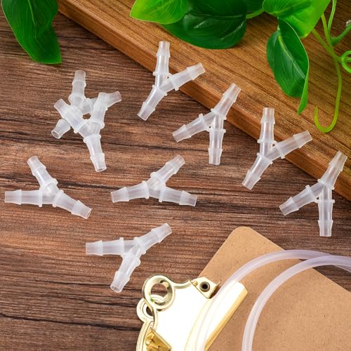 PAGOW 8 Pcs Hose Barb Fitting, 1/4" Plastic Hose Barb Tee 3 Way Y Shape Barbed Fitting for Air Line Tubing Pipe, Oxygen Tubing Pipe, Household Fuel, Gas, Water - size: 1/4" (8 Pcs)