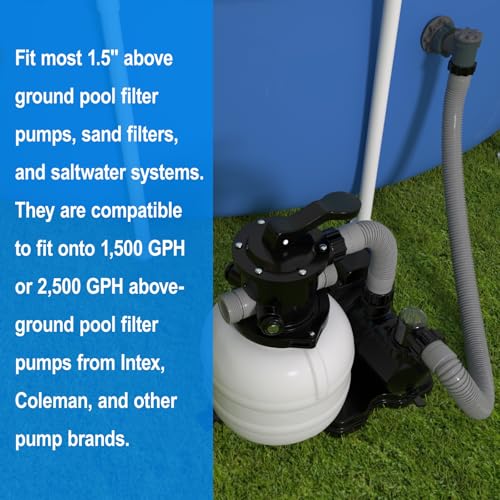 1.5" x 59" Pool Hose Replacement, Pack of 2 - Compatible with Above Ground Pools Filter Pump Hoses, Sand Filters, Saltwater Systems (1,500-2,500 GPH), Grey - color: Gray, size: 1.5" x 59"