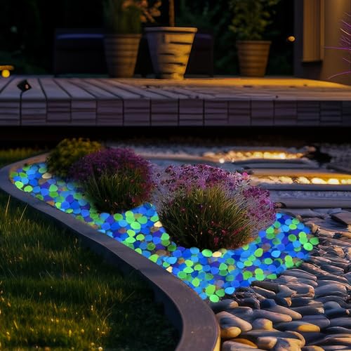 Glow in The Dark Fish Tank Rocks,Glowing Rocks Stones Resin Glow in Dark Pebbles for Outdoor Garden, Fish Tank, Aquarium, Landscaping,Driveway Decoration,Multi 2.2 Lb - color: 2-Multi, size: 2.2 LB