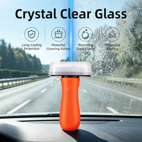 SINGARO Glass Oil Film Remover for Car, Removes Oil film Smudges Cleaning Brush for Windows, Windshield Clarity for Safe Driving, Car Accessories for Women and Man