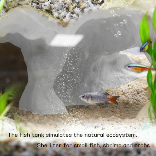 3D Printed Aquarium Cave Tunnel - Fish Tank Decoration Natural Fish Hideout for Pleco, Shrimp & Corydoras | Sinking Base & Viewing Ports | Substrate-Friendly Decor (6.7" Under Gravel Design) - color: White