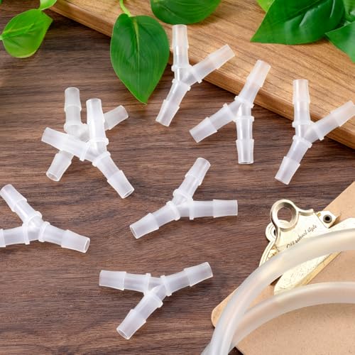 PAGOW 8 Pcs Hose Barb Fitting, 3/8" Plastic Hose Barb Tee 3 Way Y Shape Barbed Fitting for Air Line Tubing Pipe, Oxygen Tubing Pipe, Household Fuel, Gas, Water - size: 3/8" (8 Pcs)