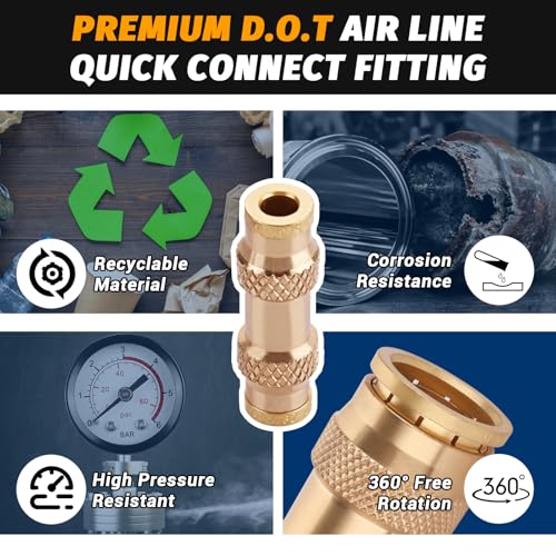 10PCS 5/32" Quick Push to Connect Fittings Brass Union Straight DOT Approved 5/32" tube OD Air Line Adapter Air Spring Suspension Kit for Car Truck Trailers and Air Brake System - color: 10PCS-DOT Push-to-Connect, size: 5/32" Od