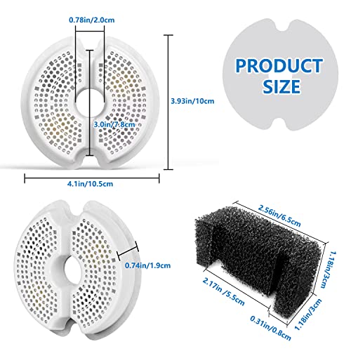 12-Pack Cat water fountain filters with Pre-Filter Sponges replacement,Compatiable with Wonder Creature,iPettie AONBOY 67oz/2Lfountains