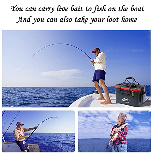 Grneric Fishing Bucket, 6Gallon/8Gallon/10Gallon Foldable Fish Bucket,Live Fish Container Multi-Functional Live Fish Bait Bucket,Outdoor Camping EVA Fishing Bag and Fish Protection Bucket - color: 23l/6gallon(black)
