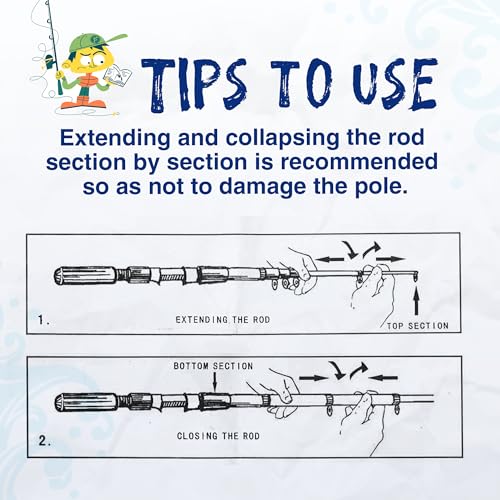 Kids Fishing Pole, Portable Telescopic Kids Fishing Poles for Boys and Girls, Fishing Rod and Reel Combo Kit with Tackle Box, and Fishing Net, Best Fishing Pole for Toddler Youth - color: BLUE