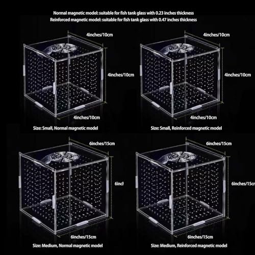 Generic Acrylic Fish Breeding Box, Magnetic Fish Isolation Box for Aquarium Hatchery Incubator Tank for Baby Fishes Shrimp Clownfish Guppy - size: Small, Normal magnetic model
