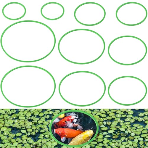 PAGOW 10pcs Fish Feeding Rings Set, Floating Aquarium Plant Corral, Round Fish Feeder Rings for Fish Tank, Floating Plant Ring, Fish Tank Aquarium Accessories for Betta (Green) - color: Green(round)