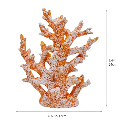 Etlemonde Beach Coastal Decor Coral Reef Home Decor Coral Statue Sculpture Home,Desk,Bathroom,Desktop Shelf Statue,Marine Themed Gifts (Golden Orange Coral) - color: Golden Orange Coral