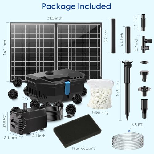 NFESOLAR Solar Fountain Kit, 30W Solar Pond Pump with Pond Filter, 200 GPH Submersible Pump, 4 Sprayers for Outdoor Pond 200-600 Gallons, Fish Tank and Garden Water Features N3213 - size: 30W