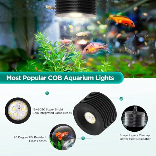 Lominie Full Spectrum Aquarium Light, 4 Channels Remote Control，Adjustable Gooseneck Freshwater Super Bright Fish Tank Light for Planted Nano Freshwater Aquarium Tank (A20 16W - size: Asta 20 Freshwater