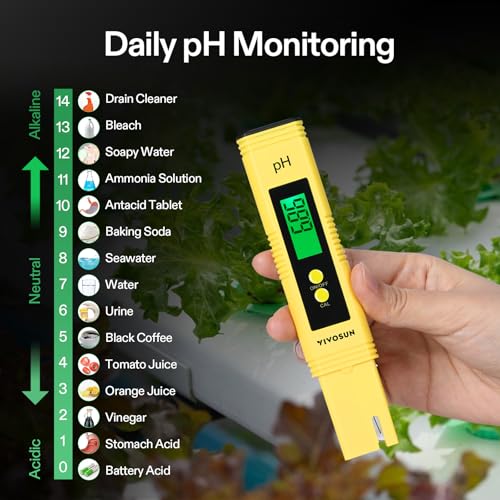 VIVOSUN Digital pH and TDS Meter Kits, 0.01pH High Accuracy Pen Type pH Meter ± 2% Readout Accuracy 3-in-1 TDS EC Temperature Meter for Hydroponics, Pool and Aquarium, Yellow Blue, UL Certified - color: Yellow+Blue