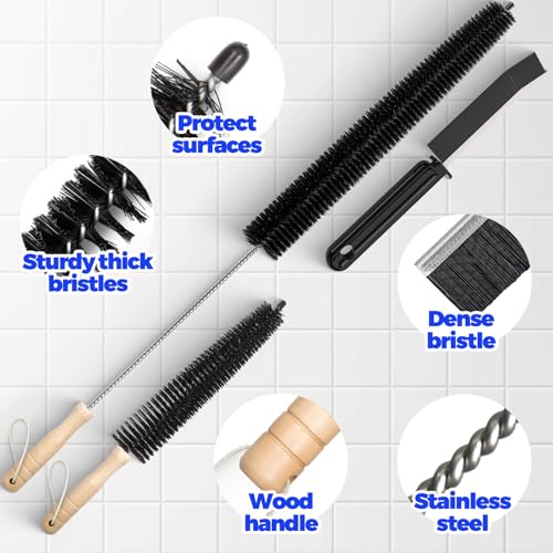 Holikme 3 Pieces Dryer Vent Cleaner Kit - Lint Removal Cleaning Tool, Dryer Vent Trap Vacuum Brush, Long Flexible Refrigerator Coil Brush,Crevice Gap Cleaning Tool Brush - size: 3Pieces
