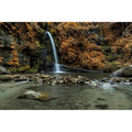 Waterfall Aquarium Background Natural Autumn Forest Yellow Leaves Landscape Terrarium Background Tranquil Lake Stream with Rocks Fish Tank Background Falls Theme Aquarium Backdrop Vinyl 24x12in - color: Brown, size: 24(W)x12(H)in
