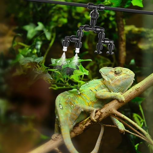15 Pack 1/4" Four-Head Reptile Mister System Reptile Mister Nozzle Kit,360 Degree Adjustable 1/4 Misting Nozzle Parts Quick Connect Fittings for Aquarium,Vivarium,Plants, Amphibians - size: Four-Head