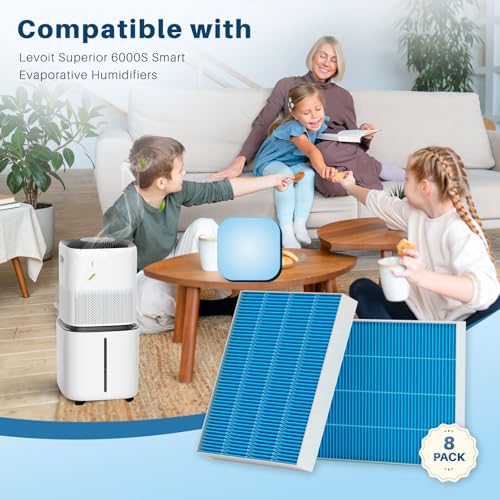 8-Pack 6000S Humidifier Wick Filter Replacement for LEVOIT Superior 6000S Smart Evaporative Humidifier, Effectively Capture Large Particles and Minerals,Extends Filter Life up to 6 Months - color: 6000s-8 Pack