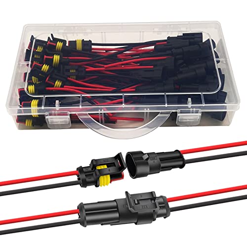 20 Kits 16 AWG 2 Pin Connector Waterproof Wire Connectors 2 Pin Automotive Electrical Connectors Quick Disconnect 2 Wire Connectors with 16 Gauge Wire - color: 2 pin 20 kits, size: 16 AWG