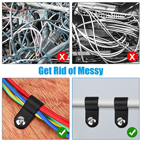 RGBZONE 120pcs 3/8 Inch Black R-Type Cable Clips with Screws, Nylon Plastic Wire Clips for Indoor Outdoor Electrical Wire Cord Management (10.4mm, 3/8 Inch) - color: Black, size: 3/8 Inch