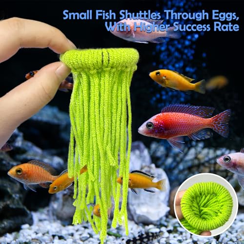 Fish Spawning Mops,Circular Spawning Mops for Fish,Fish Breeding Grass Mops,Floating Aquarium Plants Decor,Decorative Aquarium Grass for Breeding Spawning Fish(Green)
