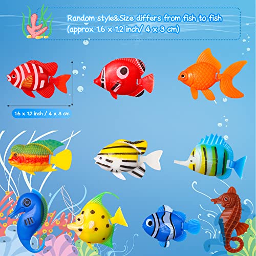 Aoriher 10 Pcs Artificial Fishes Floating Decorations for Aquarium Tank Colourful Plastic Tropical Fish Seahorse for Bubble Lamp Aquarium
