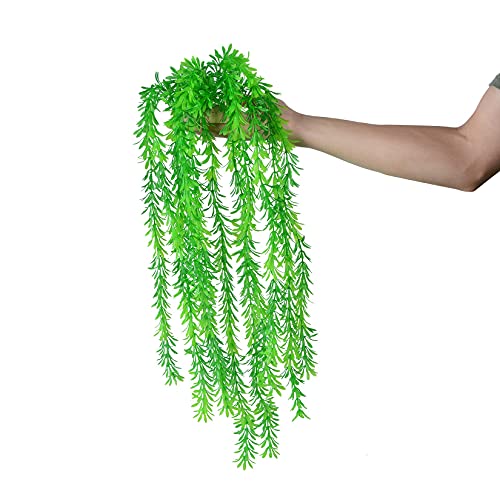 Saim 24" Tall Aquarium Plants, Realistic Plastic Green Fish Tank Plants, Large Fake Artificial Plants Decorations