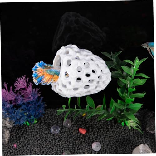 Shrimp Cave, 2.8x3.2 Inch Fish Tank Rocks with Suction Cup, Hollow & Multifunctional Fish Tank Accessories, Simulation Aquarium Decor for Home